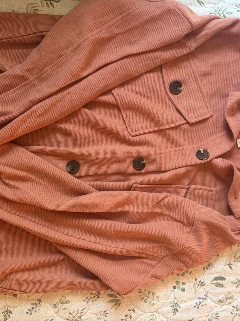 Hippie Rose Button-Front Trench Coat in Terracotta
